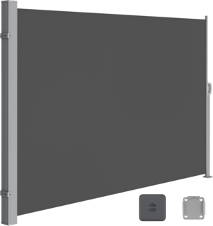 Songmics Seitenmarkise für Balkon und Terrasse ausziehbar, Polyester rauchgrau, 200x400 cm