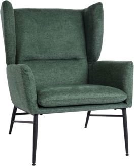 Lounge-Sessel HWC-L62, Ohrensessel Cocktailsessel Sessel Polstersessel, Stoff/Textil Metall ~ grün
