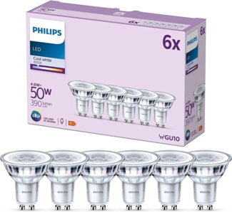 Philips LED-Lampe LEDClassic 4. 6W/827 (50W) 6-pack GU10