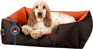 BedDog 'LUPI' Hundebett, waschbar, mit Rand, Cordura / Microfaser-Velours, SUNSET (braun/orange), L 55 x B 40 x H 17 cm