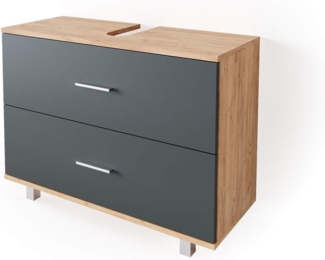 Vicco 'Ilias' Waschbeckenunterschrank, Spanplatte, 60,8 x 80 x 33 cm, Eiche Anthrazit