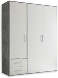 Drehtürenschrank Valderas / Valencia , Holzwerkstoff , Grau, Weiß , 155 x 195 x 60 cm