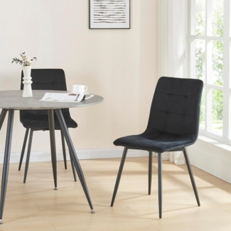 Esszimmerstuhl Lexnitz 2er Set mit runden Beinen Schwarz [en. casa]