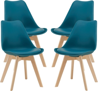 4er-Set Esszimmerstuhl Fläten 81x49 cm Türkis en. casa