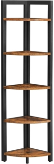 Vasagle Eckregal mit 5 Ablagen, 30 x 30 x 150 cm, Industrie-Design, vintagbraun-schwarz