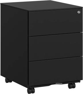 Songmics Rollcontainer mit 3 Schubladen und abschließbar, Stahl mattschwarz, 39 x 45 x 55 cm