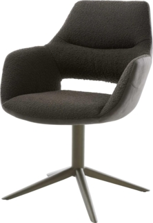 Drehstuhl Yago-Flex mit Armlehnen Materialmix Schwarz Fußkreuz Effektfinish Titan 360° drehbar Wippfunktion Taschenfederkern