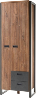 Garderobenschrank Auburn Eiche Stirling und grau Schuhschrank 70 x 202 cm