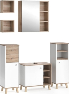 Vicco Badmöbelset Midischrank Waschtischunterschrank Spiegelschrank Senyo S/W