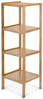 Relaxdays Badregal mit 4 Ablagen, Bambus natur, 34 x 33 x 110 cm