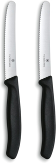 Victorinox Tafelmesser Swiss Classic mit Wellenschliff Rostfrei, Edelstahl, Spülmaschinengeeignet, 2er Set, schwarz
