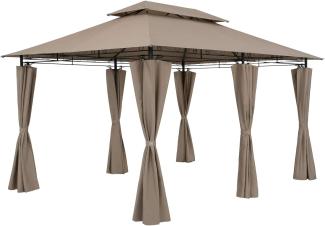 Deuba Pavillon Gartenzelt Gartenpavillon Topas 3x4 m Seitenteile Metall Wasserabweisend taupe Gartenpavillon