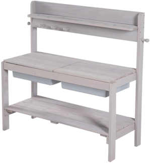 roba 'Fun' Outdoor-Gartenküche mit abnehmbarer Abdeckung, Holz grau, 89 x 35 x 88,5 cm