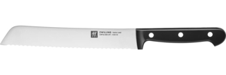 ZWILLING Twin Chef Brotmesser, Klingenlänge: 20 cm, Klingenblatt mit Wellenschliff, Rostfreier Spezialstahl/Kunststoff-Griff im Nietendesign, Schwarz