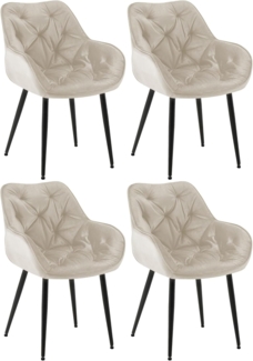 CLP 4er Set Stuhl Tanna Samt Gesteppt,creme
