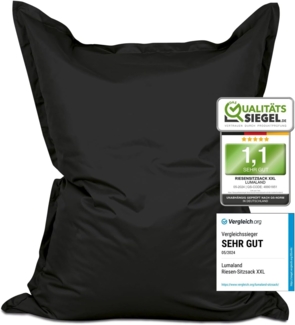 Lumaland 'Luxury' XXL-Sitzsack, Indoor & Outdoor, Schwarz, Polyester, 380 l