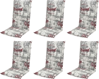 doppler® Hochlehnerauflage 6 er Set 2901 Gartenstuhl Auflagen Kissen Polster für Hochlehner grau, (Spar-Set, 6 Auflagen), für Hochlehner-Stühle UV-beständig inkl. Bindebänder und Halteband