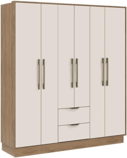Vente-unique - Kleiderschrank mit 6 Türen & 2 Schubladen - 162 cm - Beige & Holzfarben - FEOVA