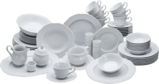 CreaTable 16072 Kombiservice Arianne für 8 Personen + Uni, Porzellan, weiß (1 Set, 61-teilig)