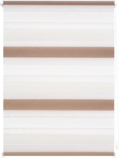 Lichtblick Doppelrollo Klemmfix ohne Bohren, Streifen Bunt, Blickdicht, Klemmträger-Montage, Sichtschutz, Wandmongtage, Deckenmontage, für Fenster und Türen Creme - Weiß - Braun,100x150 cm (B x L)