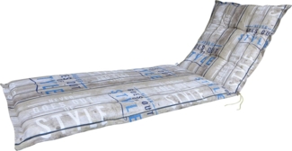 Madison 'C 306' Liegenauflage UV beständig inkl. Haltebänder, Baumwollmischgewebe grau/blau, 200x60 cm