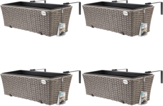 Casaria Blumenkasten, 4er Set 11 Liter Montagehalterung Indoor Outdoor Geländerkasten
