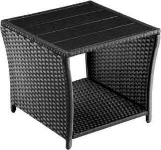 Casaria Beistelltisch (1-St), wetterfest, Polyrattan / WPC schwarz, 45 x 45 x 40 cm