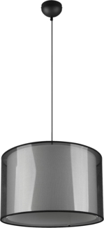 Pendelleuchte BURTON mit Stoff Organza transparent Schwarz innen Weiß, Ø45cm