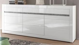 Imv 'Nobile' Sideboard, hochglanz weiß / Stone Design grau, 217 x 90 cm