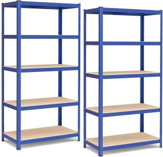 Songmics Schwerlastregale mit 5 Ablagen, Stahl / MDF, Blau, 200 x 50 x 100 cm