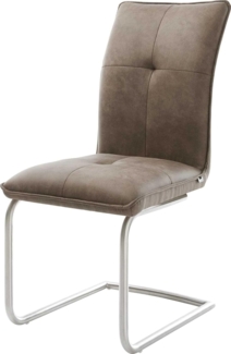 Freischwinger Maddy-Flex Mikrofaser Taupe Vintage Freischwinger rund Edelstahl