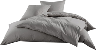 Bettwaesche-mit-Stil Mako-Satin / Baumwollsatin Bettwäsche uni / einfarbig dunkelgrau Kissenbezug 80x80 cm