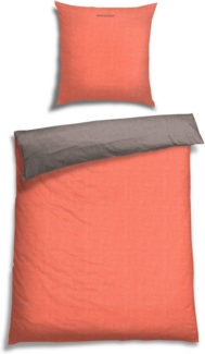 Schiesser 'Doubleface' Wendebettwäsche, Baumwolle, 2-teilig, Lachs / Silber, 155x220 cm, Renforcé