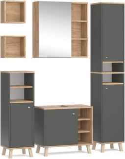 Vicco Badmöbelset Midischrank Hochschrank Unterschrank Spiegelschrank Senyo G/A
