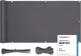 Sekey Balkon Sichtschutz Balkonabdeckung Balkonsichtschutz Balkonverkleidung blickdichte Windschutz 90x600 cm, mit Ösen, Nylon Kabelbinder und Kordel, 100% Privatsphäre, Anthrazit