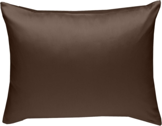 Bettwaesche-mit-Stil Mako-Satin / Baumwollsatin Bettwäsche uni / einfarbig dunkelbraun Kissenbezug 70x90 cm