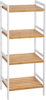SONGMICS 4-Tier Bamboo Storage Rack for Bathroom, Kitchen, Bedroom, 45 x 31.5 x 111 cm, Natural and White BCB74WN