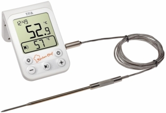 TFA Dostmann 'Küchen-Chef' digitales Grill- & Bratenthermometer, mit Hintergrundbeleuchtung, Kunststoff, L 85 x B 30 x H 225 mm, weiß