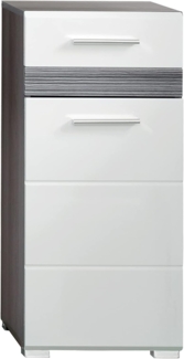 Badmöbel Kommode Set One Hochglanz weiß und Sardegna grau 37x80 cm