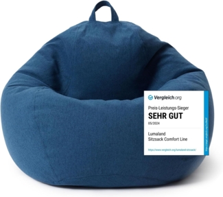 Lumaland Comfort Line Sitzsack Indoor, EPS Perlen Füllung, M, Dunkelblau, 80 x 50 x 70 cm, 120 l