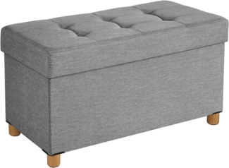 Songmics 'LSF16GYX' Sitztruhe mit Stauraum und Deckel, Leinenimitat / MDF hellgrau, 76 x 38 x 40 cm