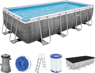 Power Steel™ Frame Pool, Grau, 488 x 244 x 122 cm