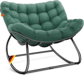 KESSER® 'XXL Chillexer' Schaukelstuhl mit Rutschfesten Füßen, für drinnen & draußen, Witterungsbeständig, Stahl / Polyester grün, 100 x 100 x 85 cm