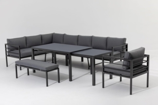 Gardissimo 'LARINO' Ecklounge mit verstellbarer Liegefläche und ausziehbarem Gartentisch, Aluminium anthrazit