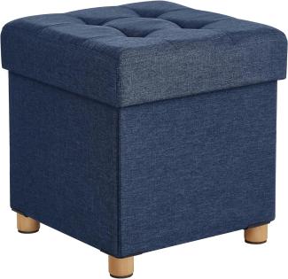Songmics 'LSF14IN' Sitzhocker viereckig mit Holzfüßen Deckel, Leinenimitat / MDF marineblau, 38 x 40 x 38 cm