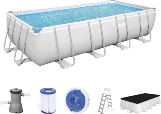 Power Steel™ Frame Pool, Lichtgrau, 488 x 244 x 122 cm