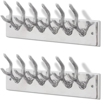 vidaXL Garderobenleisten 2 Stk. Silbern Aluminium 278752