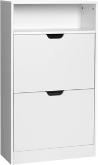 Vasagle Schuhschrank mit 2 Klappen, Spanplatte Weiß, 60 x 24 x 102 cm