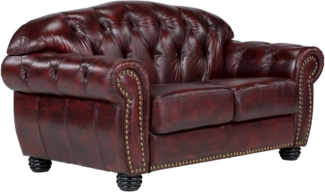 Sofa Chesterfield Hereford 2-Sitzer Echtleder rot