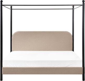 Himmelbett Bouclé DANNEMOIS 180 x 200 cm Taupe